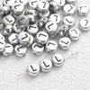 4*7mm Base de Plata Antigua Letra Negra Cuentas de Letra Acrílicas Cuentas Sueltas Accesorios para Joyería DIY Accesorios para Collares Pulseras