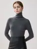 Suéter de una sola pieza 100% cachemira pura para mujer, camiseta base ajustada de cuello alto, nuevo suéter de punto ajustado para invierno 2026