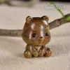 Sándalo Verde Tallado Dibujos Animados Winnie the Pooh Colgante Cadena de Teléfono Móvil Llavero DIY Accesorios de Palo de Rosa Colgante para Bolso