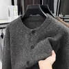 Cárdigan de Punto de Lana con Cuello Redondo para Hombre Otoño e Invierno Moda Masculina Ropa Exterior Chaqueta Casual Suelta Delgada