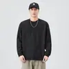 Camiseta de manga larga de alta gama con textura de corteza para hombre, nueva marca de moda de otoño, top casual de corte holgado con cuello redondo y textura