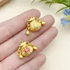 12 Mancuernas de Fortuna Doradas Lisas, Candado de Longevidad, Sonajero de Salud Colgante para Collar Pulsera Accesorios de Joyería DIY