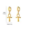 Popular Transfronterizo Ins Elegante Acero Inoxidable Egipcio Antiguo Ankh Cruz Anillo Pendientes Collar Conjunto de Joyería