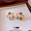 Pendientes de Flor de Circonita con Aguja de Plata Bañada en Oro Real de 18K Pendientes de Moda de Lujo Accesible Pendientes Elegantes de Gama Alta de Nicho para Mujer