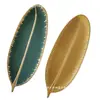 Acessórios de pintura decorativa placa grande de madeira folhas grandes placa para sala de estar placa de mesa folha de bananeira borda dourada placa de pena