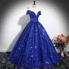 Vestido de Noche con Lentejuelas de un Solo Hombro para Mujer 2026 Nuevo Estilo de Comercio Exterior Disfraz para Performance en Solitario Examen de Arte Vocal Reunión Anual Falda Abullonada
