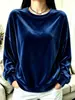 Roupas Femininas Outono/Inverno 2026 UE Estação Independente Amazon Camiseta Casual de Veludo com Gola Redonda e Manga Longa para Mulheres