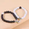 Europa e Estados Unidos ímã de amor transfronteiriço para pulseira de casal design de personalidade senso de pulseira de contas de turquesa branca conjunto de pulseiras