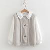 Chaleco de Punto Calado con Cuello Redondo Flor de Cerezo 5829 para Mujer Primavera Suelto Apilado Conjunto de Dos Piezas Camisa Suéter