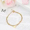 Pulseira de Contas Dupla Camada Coração de Amor Série de Contas Pequenas Furos Aço Inoxidável Espelhado Pulseira de Tornozeleira Moda DIY