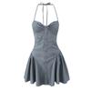 Nicho Puro Deseo Vestido Sexy sin Espalda con Cintura Anudada de Rayas de Alta Gama para Mujer Verano 2025 Nuevo