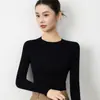 26 Suéter de punto fino de alta calidad para mujer, cuello redondo, lavable a máquina, corte ajustado, perfecto como capa base fina, transfronterizo