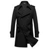 Rompevientos para hombre Primavera y Otoño Rompevientos de doble botonadura de longitud media para hombre Chaqueta superior rompevientos de tela texturizada para hombre Ropa de hombre