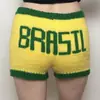 Camisola Amarilla Y2K Transfronteriza Ajustada y Corta con Estampado de Letras para Mujer, Top Corto Estilo Verano, Pantalones Cortos Sexy Cropped