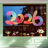 2027 Pegatinas Decorativas Coloridas de Año Nuevo del Año de la Cabra Festival de Primavera Pegatinas Electrostáticas Decoración de Ventanas Puertas de Vidrio Flores para Ventana