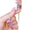 Aretes de Tuerca de Trigo de Circonita Púrpura para Mujer Aretes Largos con Borla Chapados en Oro Aretes de Alta Gama Fangyuan Hipoalergénicos
