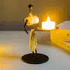 Portavelas de Hierro Vintage Adorno Pequeño Creativo para el Hogar Estilo Europeo Romántico Portavelas Sombrero de Paja Pastoral Soporte de Velas Transfronterizo