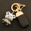 Chaveiro de urso de alta qualidade no exterior, pingente de chave de casal, corda de mão de couro, fivela de metal durável, Amazon e-commerce masculino