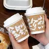 Taza de Corcho, Taza Desechable para Café, Taza de Papel para Té de Leche con Tapa, Empaque para Llevar Bebidas Calientes Estilo Chino para Latte con Logo Impreso