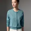 Suéter de lã merino finamente fiada 2026 primavera/outono novo cardigã de tricô gola redonda feminino casaco de botão único estilo elegante