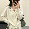 Cárdigan suéter con cuello polo de pelo de mapache para mujer, nueva colección otoño/invierno 2026, diseño de botón trenzado, color liso, prenda exterior de punto versátil