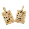 Personalidade de hip-hop europeu e americano pingente de leopardo banhado a ouro com zircônia incrustada colar quadrado de leopardo acessórios de joalheria atacado