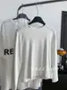 Camiseta de Manga Larga con Bordado de Cara Sonriente, Cuello Semi Alto, para Mujer, Temporada Primavera y Otoño 2026, Ropa para Vestir en Capas, Color Sólido Texturizado, Corte Holgado, Camiseta Básica