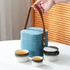 Nuevo Juego de Té Estilo Chino para Hogar Oficina Reunión Invitados Entrada Olla Portátil de Color Degradado con Asa Lateral Taza de Té Kung Fu Caja de Regalo