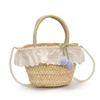 Bolsa de Palha de Design Nicho Moda 2025 Nova Verão Personalizada Bolsa de Mão para Meninas Bolsa Balde para Férias na Praia