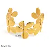 Pulsera floral retro elegante nueva europea y americana no se decolora oro de 18K apertura ajustable pulsera de acero de titanio joyería para mujeres