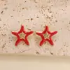 Pendientes de Acero Inoxidable con Forma de Estrella de Mar, Concha y Perla, Estilo Casual de Moda Oceánica, Pendientes con Goteo de Aceite, Ventas Directas de Fábrica