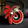 Novo estilo chinês elegante elegante Zodiac broche dragão luxo elegante fu personagem broche acessórios de vestuário