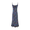 Vestido Largo Estilo Retro Francés 2026 Primavera Nuevo Estilo Estampado Tirantes Finos Ceñido a la Cintura Adelgazante