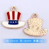 Sombrero Americano del Día de la Independencia Transfronterizo Colgante Individual Accesorios para Joyería DIY Material Aleación con Goteo de Aceite Collar Pulsera Venta al por Mayor