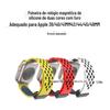 Adequado para Apple Watch4/5/6/7/8/Ultra furo de duas cores relógio de silicone dobrável magnético