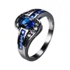 Anillo Ovalado de Zirconia Oro Negro 10K Anillo para Dedo Femenino Anillo Ovalado Moda Joyería Blanca Negra Antiguo Mujeres