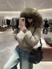 Chaqueta Corta de Algodón con Cintura Ceñida para Mujer 2026 Nuevo Estilo Cuello Grande de Piel Chaqueta Acolchada Petite Ropa de Abrigo Espesa de Invierno