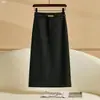 Falda midi de talle alto adelgazante con abertura, falda midi estilo traje para mujer, nueva colección otoño 2026, ropa casual de alta gama para otoño e invierno