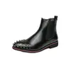 Otoño e Invierno 2025 Venta al por Mayor Transfronteriza Talla Grande Casual Retro Moda Botas Altas para Hombre Punta Afilada Zapatos de Cuero de Moda