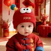 Gorro de Protección para Orejas de Bebé para Niños y Niñas, Gorro de Lana Tejido Cálido de Invierno Rojo, Gorro Festivo de Año Nuevo para Bebé para Felicitaciones de Año Nuevo