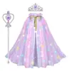 30 Luces Capa de Elsa Capa Luminosa Ropa de Rendimiento Navideño para Niños Malla de Doble Capa Luz LED Traje de Niña
