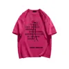 Camiseta de Manga Corta de Algodón Puro con Estampado de Letra de Lazo Estilo Ballet Americano Verano Moderna Versátil para Hombres y Mujeres