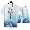 Camisa Ropa Menos Verano Nuevo Hombres Degradado Moda Casual Juventud Moda Deportiva Comercio Exterior Pantalones Cortos Conjunto de Dos Piezas