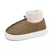 Botas de Algodón de Moda Otoño e Invierno Suela Gruesa Hogar Forro Polar Acolchado Zapatos de Algodón Gruesos para Exterior Antideslizantes Todo Incluido Zapatillas de Algodón para Parejas
