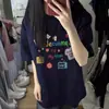 Camiseta Divertida con Estampado de Dibujos Animados para Mujer Verano 2026 Nueva Talla Grande Estilo Coreano Ins Holgada y Versátil Algodón Puro Top de Manga Corta