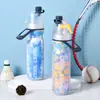 Taza de Spray Portátil de PE con Anillo de Transporte, Botella de Spray Multifuncional para Deportes al Aire Libre, Taza de Agua con Spray de Doble Capa para Mantener el Frío