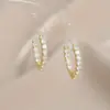 Brincos Elegantes da Moda Estilo Coreano para Mulheres Agulha de Prata S925 Geométricos de Alta Qualidade em Forma de C Brincos da Moda Versáteis Estilo ins