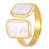 Anillo abierto geométrico colgante estilo ins europeo y americano, moda comodín, chapado en oro de 18K, anillo irregular de acero inoxidable para mujer