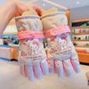 Guantes de esquí para niños, de invierno, para niñas, para jugar en la nieve, para montar a caballo, impermeables, resistentes al frío, cálidos y con forro polar.