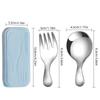 Set Portátil de Cuchara y Tenedor de Acero Inoxidable Cuchara de Arroz para Niños Cuchara de Postre Tenedor para Fruta Cuchara de Mango Corto Mini Vajilla
